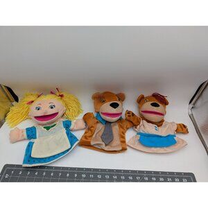 Lakeshore Goldilocks Bears Plush Hand Puppet Lot Missing Baby Stuffed Animal Toy